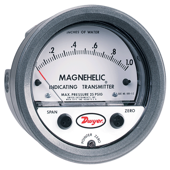 Dwyer Magnehelic Differential Pressure Transmitter, Series 605